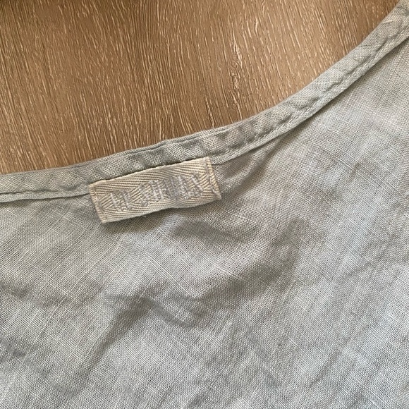 CP Shades Green V Neck Faux Wrap Linen Top Medium - Picture 5 of 8